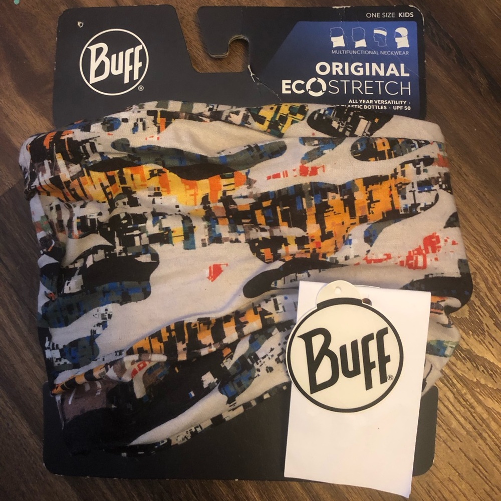 Buff Scarf Black and White with Multicolor Design